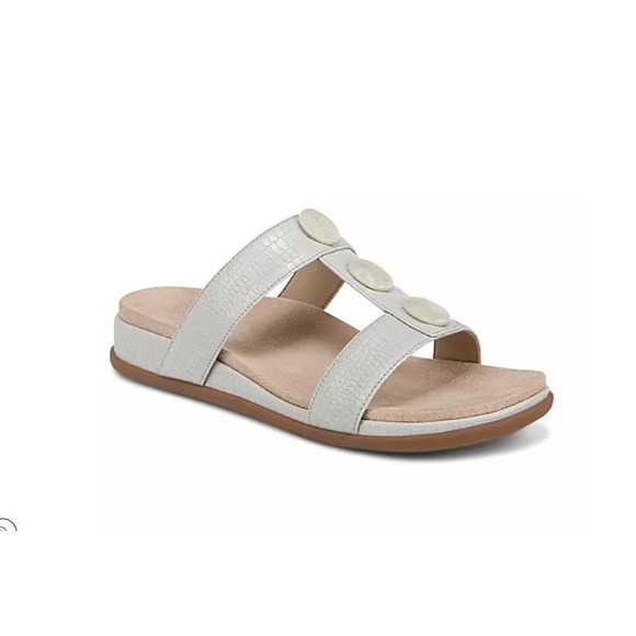 Vionic Serra Mint Croc Embossed Leather Slide Sandals Women's Size 11 - Picture 1 of 5